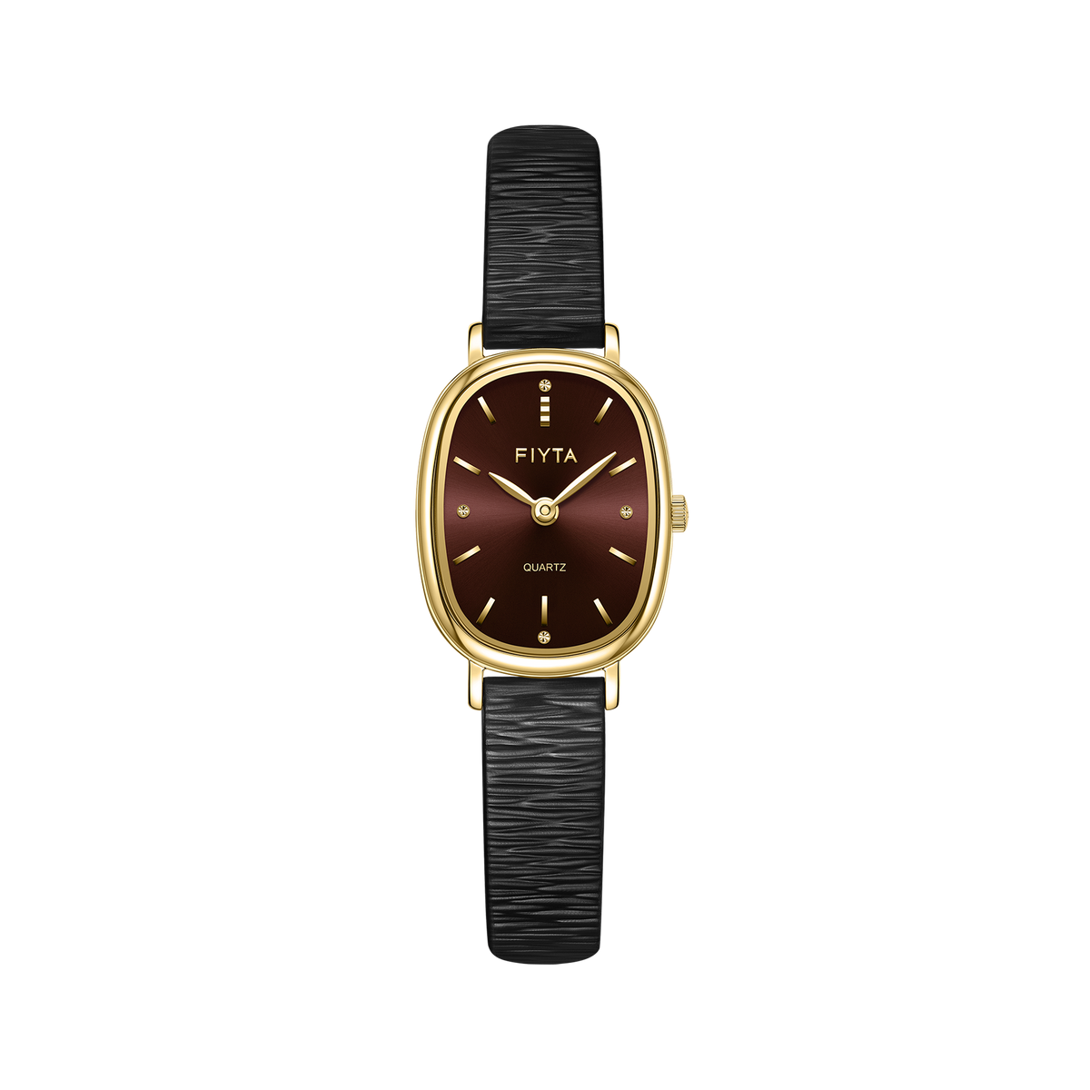 FIYTA Cocoa Women's Quartz Watch DL865042.GKB product view (Brown Dial / Black Strap / Leather (DL865042.GKB)) (DL865042.GKB)