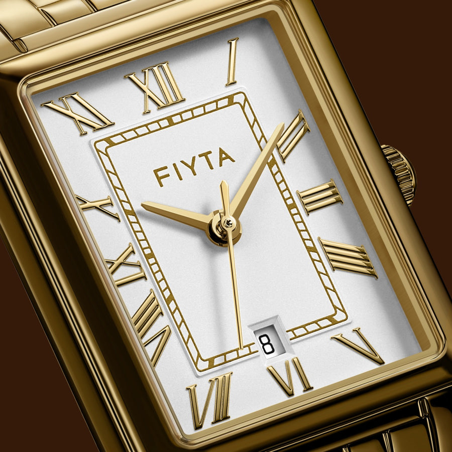 FIYTA Vior Women's Quartz Watch DL865050.GWG detail photo (White Dial / Gold Strap)