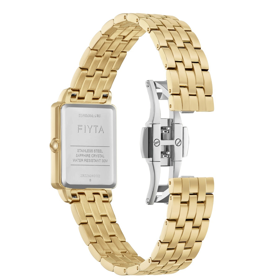 FIYTA Vior Women's Quartz Watch DL865050.GWG detail photo (White Dial / Gold Strap)