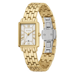 FIYTA Vior Women's Quartz Watch DL865050.GWG detail photo (White Dial / Gold Strap)