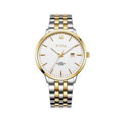 FIYTA Joyart Classic Pair Men's Quartz Watch 41 mm – 50 m G800023.TWT product view (White Dial / Gold & Silver Strap)