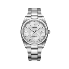 FIYTA Ginkgo Relief Men's Automatic Watch GA520013.WWW product view (Silver Dial / Silver Strap)