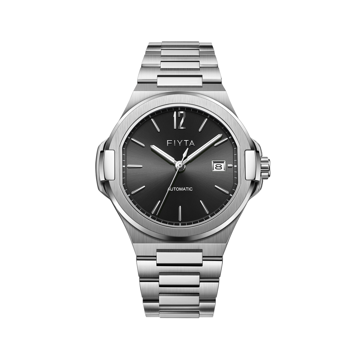 FIYTA Astronaut Automatic Men's Automatic Watch GA856000.WHW product view (Black Dial / Silver Strap)
