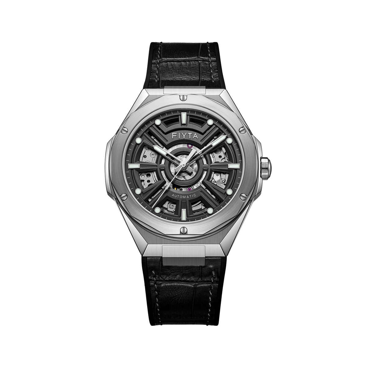 FIYTA Openwork Sport Men's Automatic Watch GA866025.WHB product view (Black Dial / Black Strap) (GA866025.WHB)