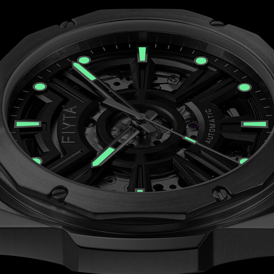 FIYTA Openwork Sport Men's Automatic Watch GA866025.WHB detail image (Black Dial / Black Strap) (GA866025.WHB)