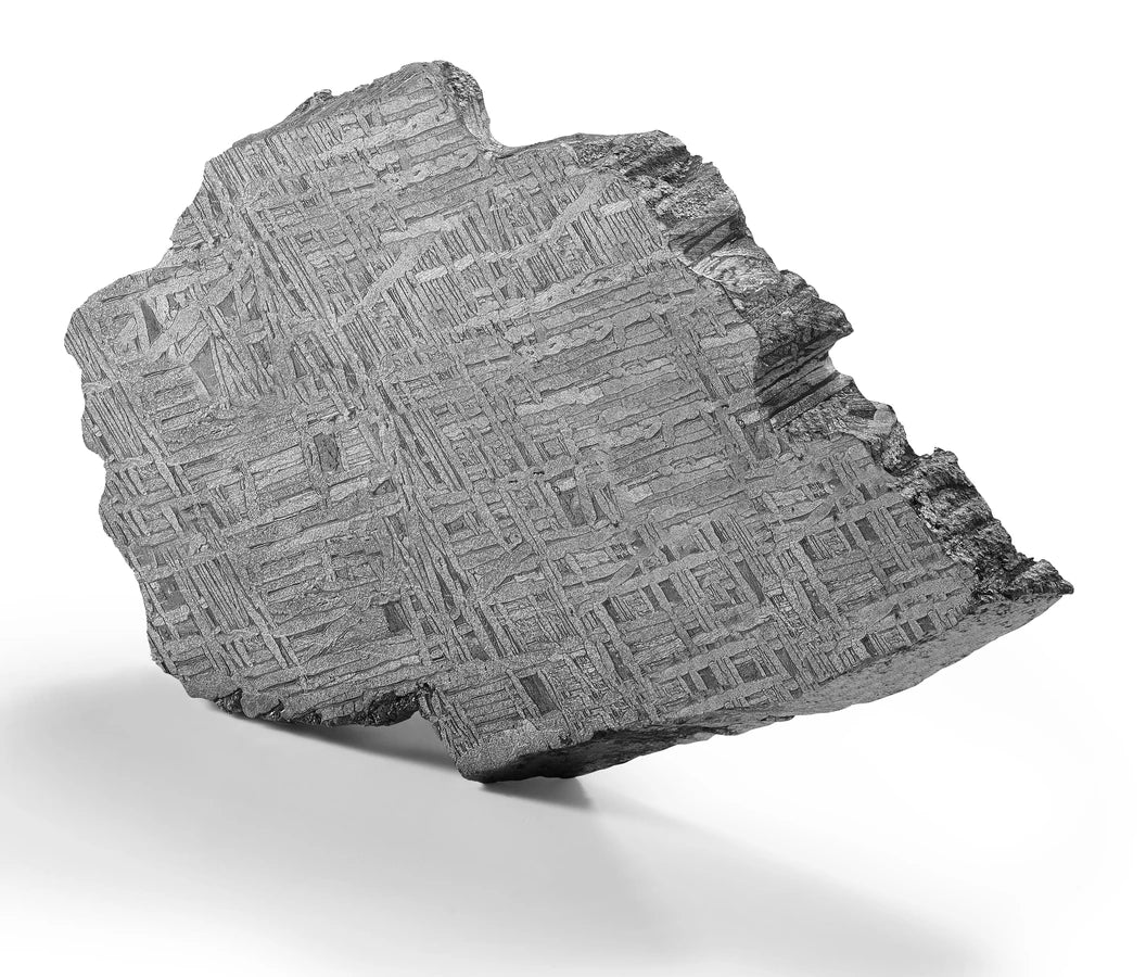 Meteorite material showing its intersecting natural pattern