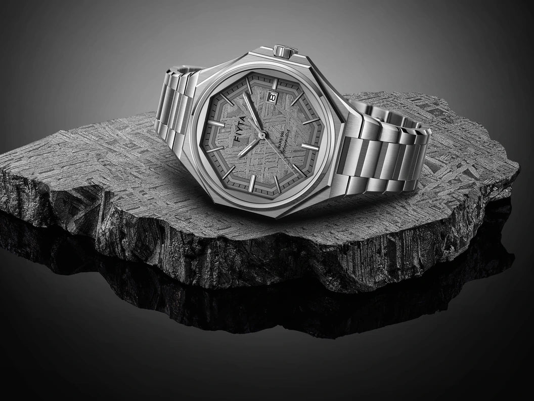 FIYTA Mars-500 GA880007.WHW with its natural meteorite dial in a creative product scene