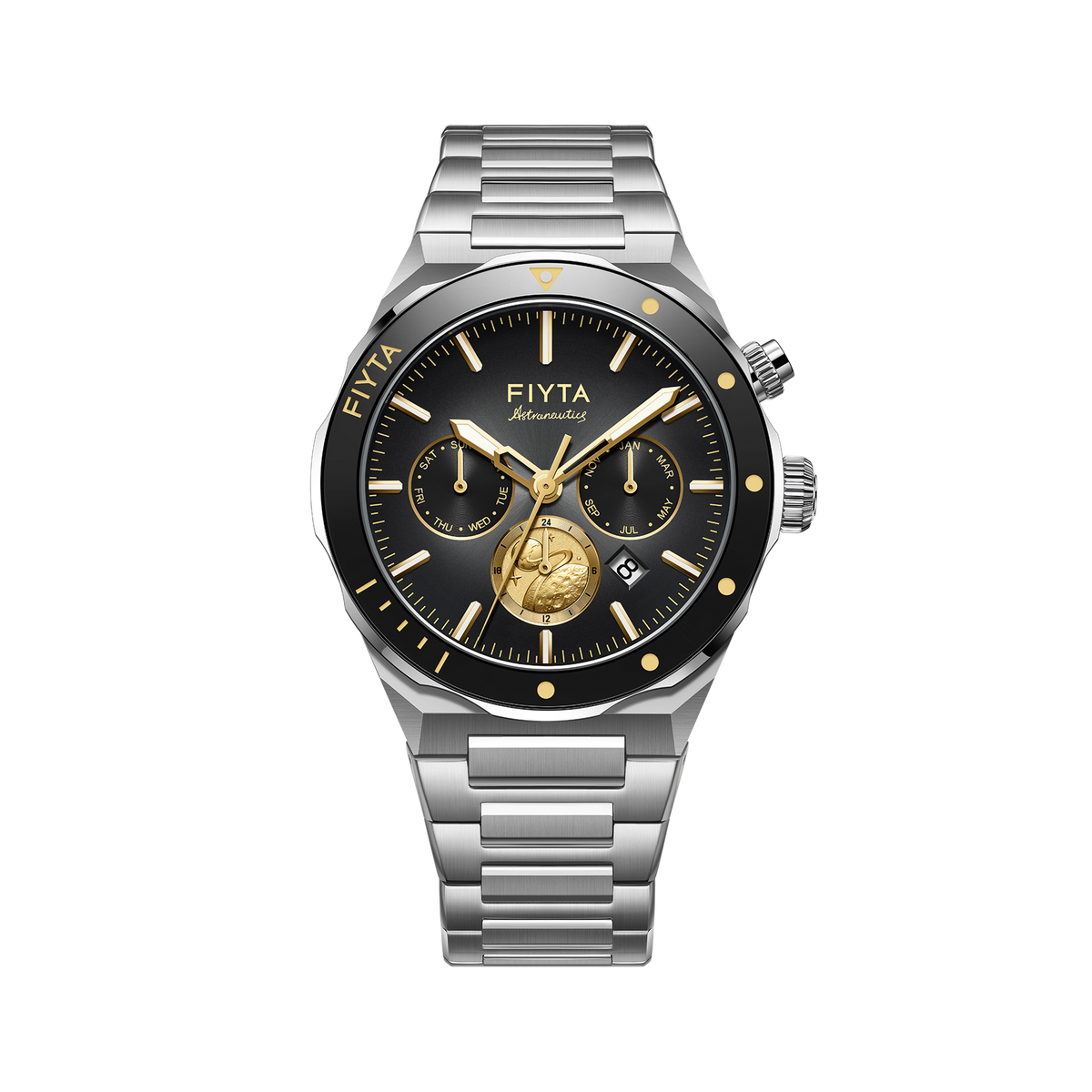 Aeronuatics Collection "Moon" 18K Gold Men's Mechanical Automatic Watch - FIYTA