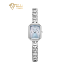 Eastern Grace Collection Women's Watch & Turquoise Clover Bracelet Gift Set - FIYTA (Aqua Blue Dial / Silver Strap)