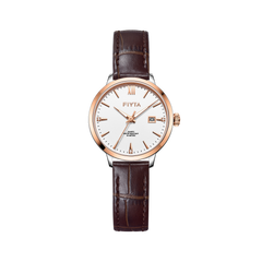 FIYTA Joyart Classic Pair Women's Quartz Watch 28 mm L800023.MWK product view (White Dial / Brown Strap)