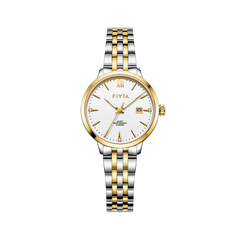 FIYTA Joyart Classic Pair Women's Quartz Watch 28 mm L800023.TWT product view (White Dial / Gold & Silver Strap)