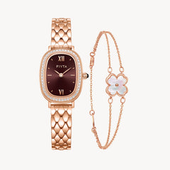 Cocoa Collection Women's Watch & Clover Bracelet Gift Set - FIYTA