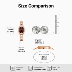 FIYTA Cocoa Zircon-Set Women's Quartz Watch L865018.PKPD detail photo (Brown Dial / Rose Gold Strap)