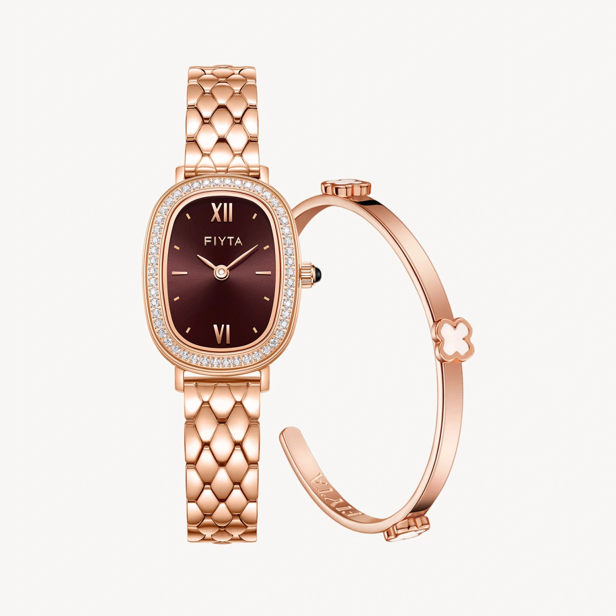 Cocoa Collection Women's Watch & Elegant Clover Bracelet Gift Set - FIYTA