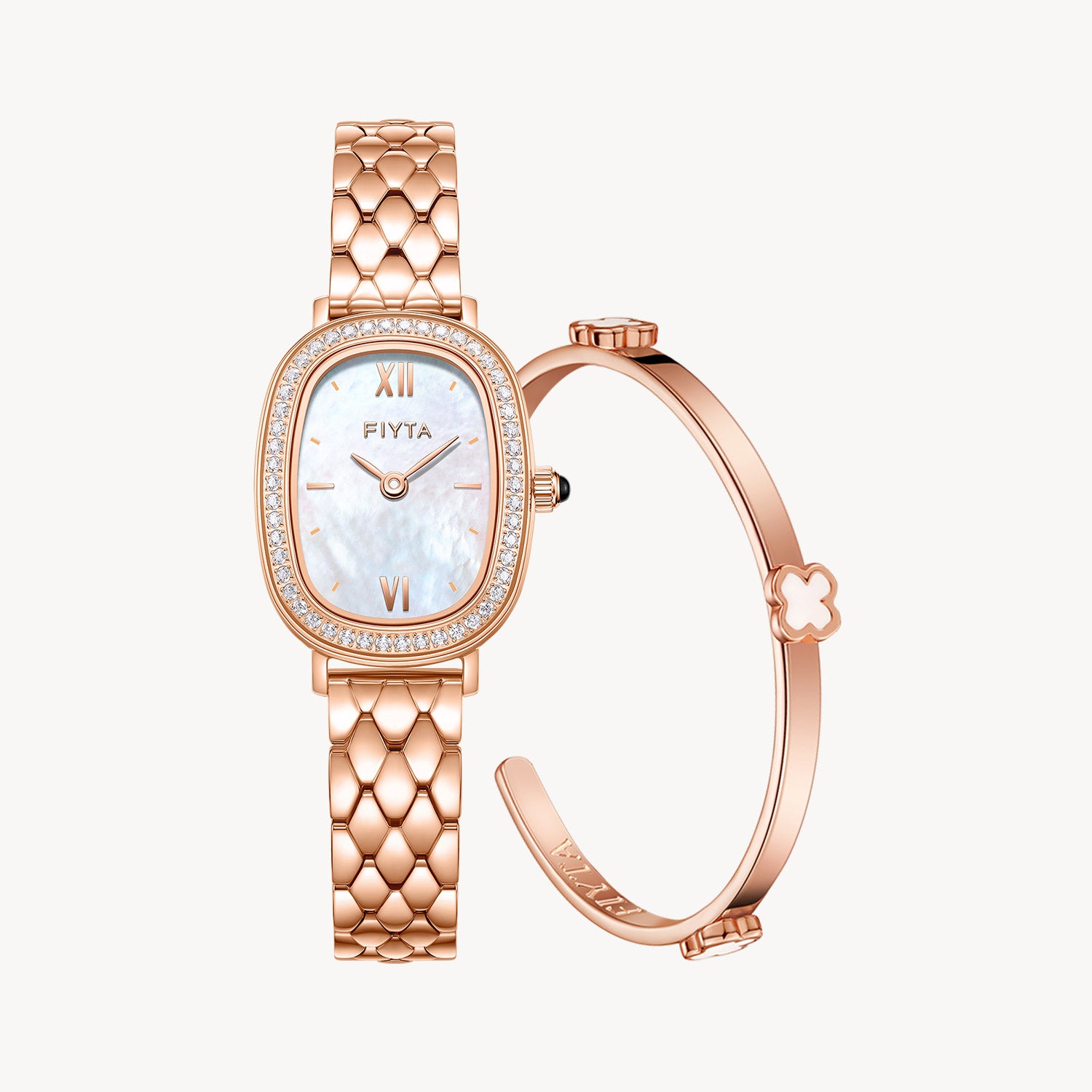 Cocoa Collection Women's Watch & Elegant Clover Bracelet Gift Set - FIYTA