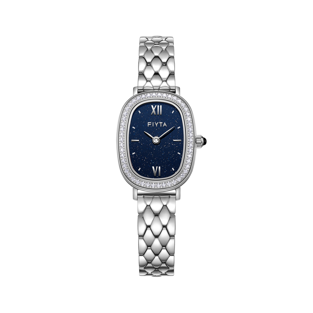FIYTA Cocoa Zircon-Set Women's Quartz Watch L865018.WLWD product view (Navy Blue Dial / Silver Strap)