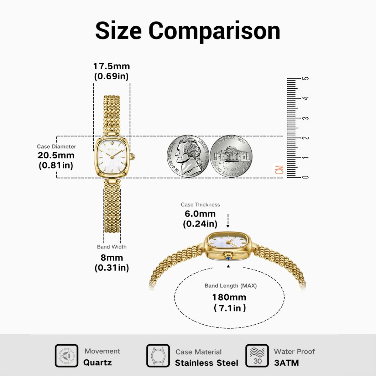 Gold Watches with Diamond Dial - FIYTA