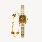 Mini Cushion Tiger's Eye Watch & Jewelry Gift Set
