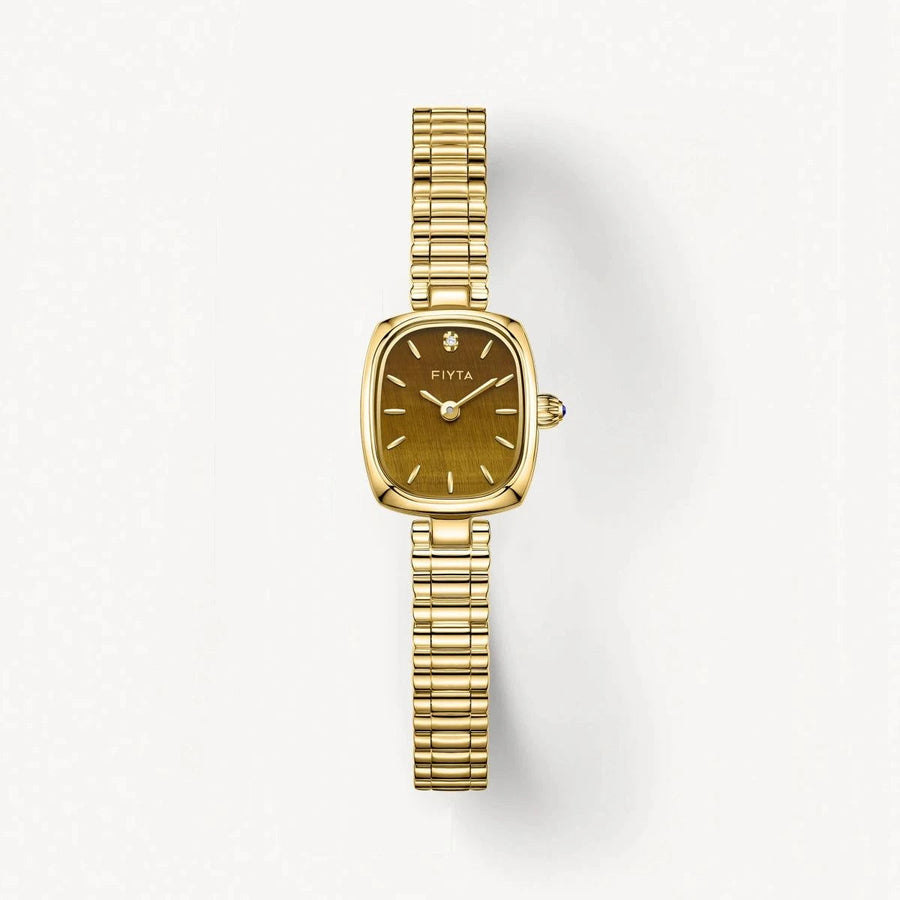 FIYTA Mini Cushion Tiger's Eye Watch & Jewelry Gift Set L865021.GKG-AB0009.GSDG detail image (Persimmon Bracelet (AB0009.GSDG))