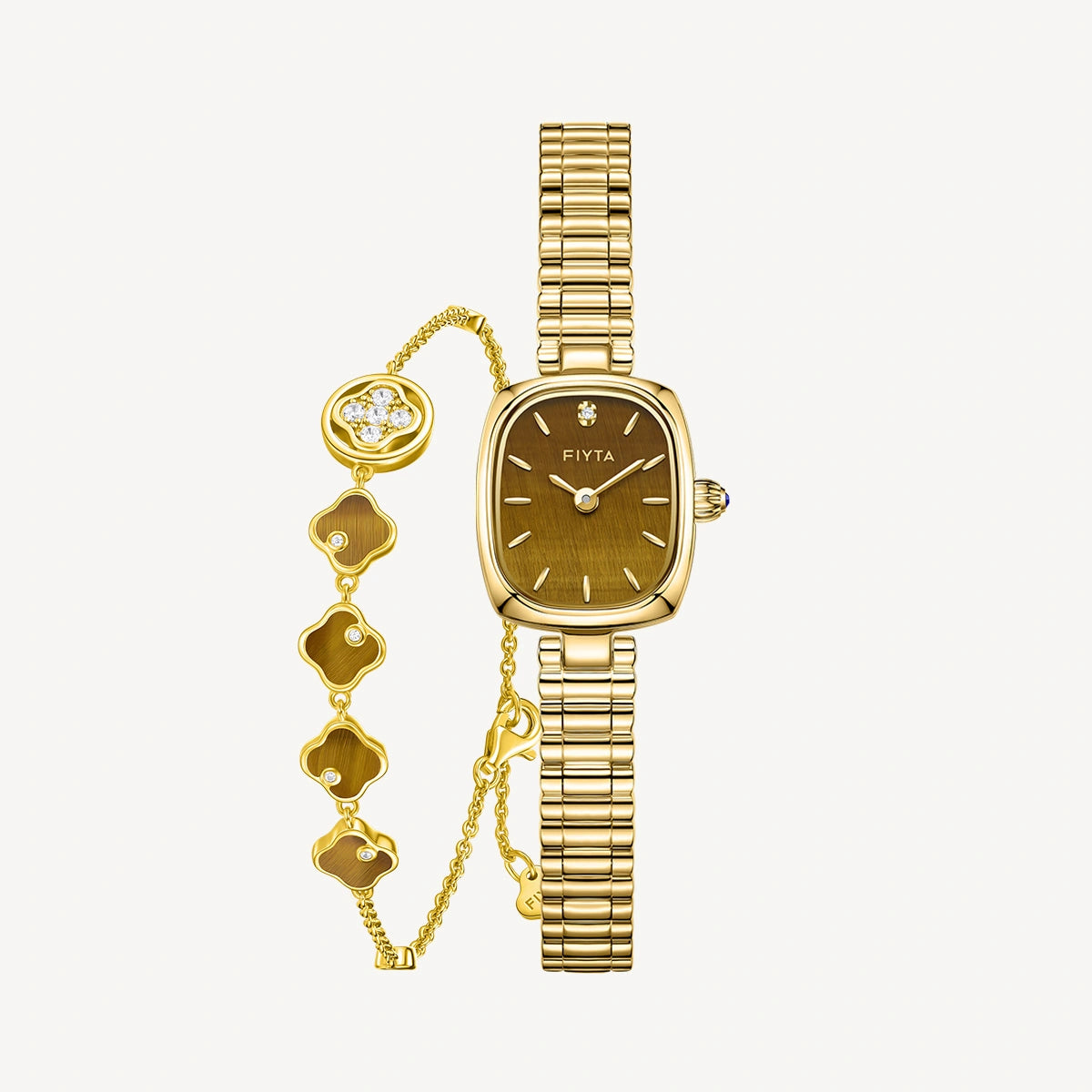 Gold Watch for Women & Persimmon Bracelet Gift Set - FIYTA