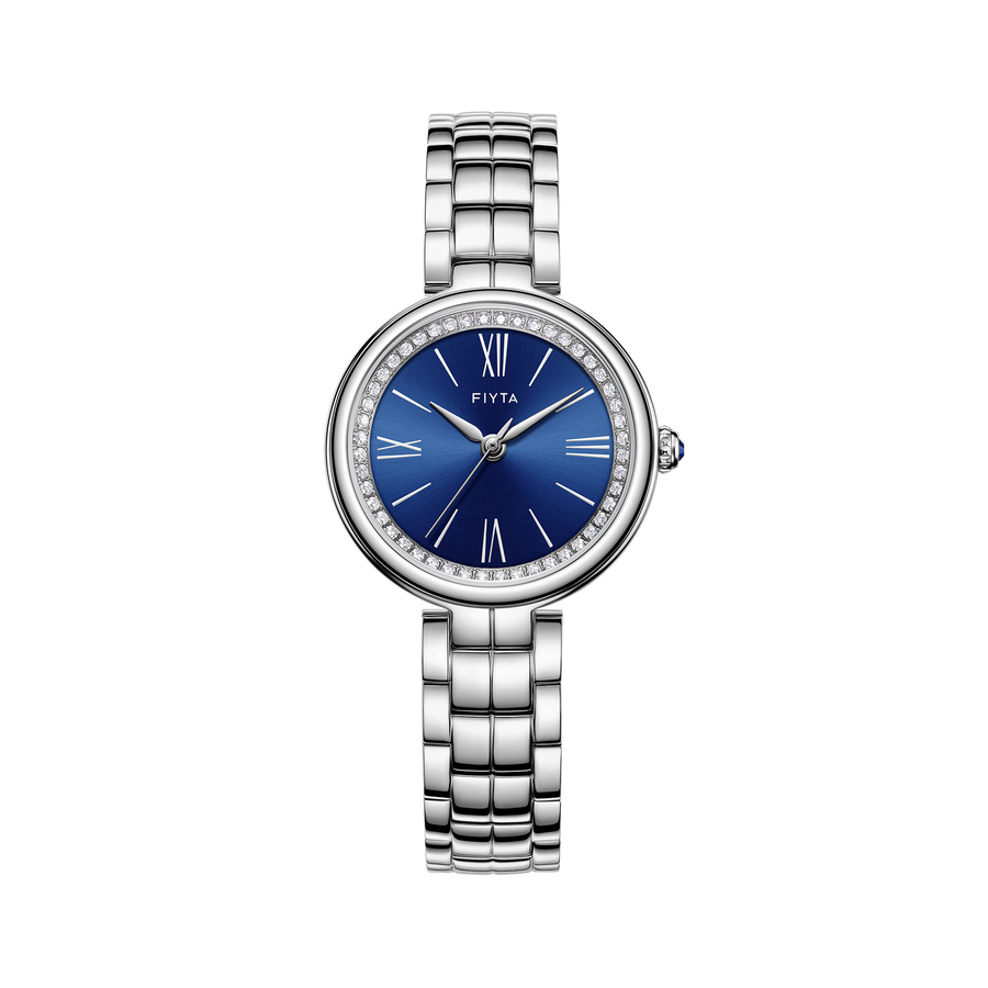 FIYTA Aurora Women's Quartz Watch L865027.WLW product view (Navy Blue Dial / Silver Strap)
