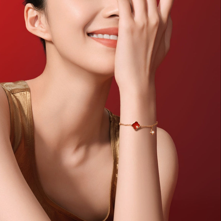 FIYTA Eastern Grace Suzhou Embroidery Watch & Jewelry Gift Set L865039.PFP-AB0012.PSDG detail image (Persimmon Bracelet (AB0012.PSDG))
