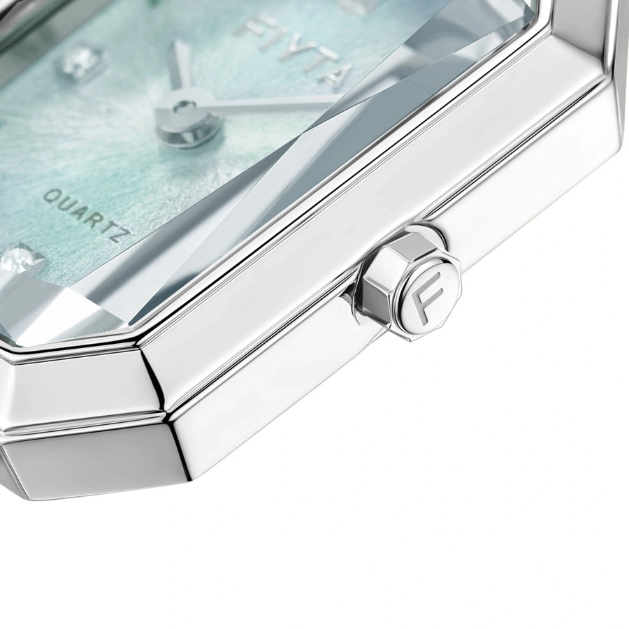 Eastern Grace Collection Women's Watch & Turquoise Clover Bracelet Gift Set - FIYTA (Mint Green Dial / Silver Strap)