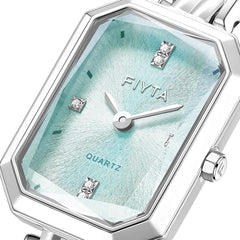 Eastern Grace Collection Women's Watch & Turquoise Clover Bracelet Gift Set - FIYTA (Mint Green Dial / Silver Strap)