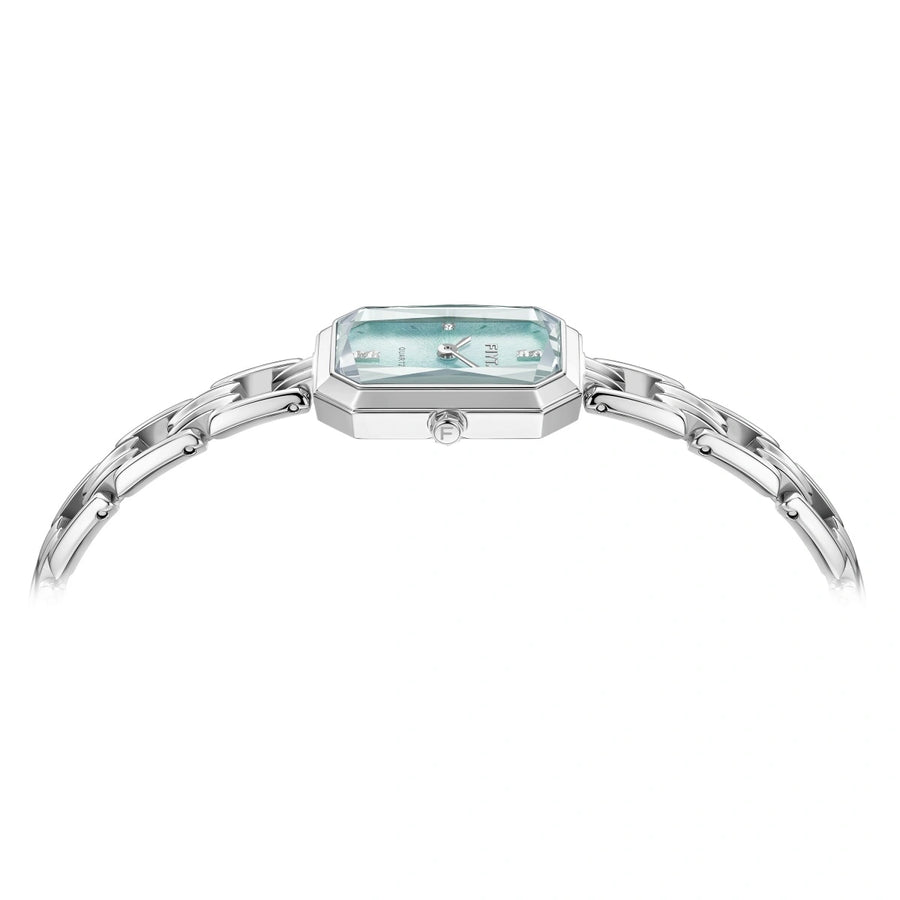 Eastern Grace Collection Women's Watch & Turquoise Clover Bracelet Gift Set - FIYTA (Mint Green Dial / Silver Strap)