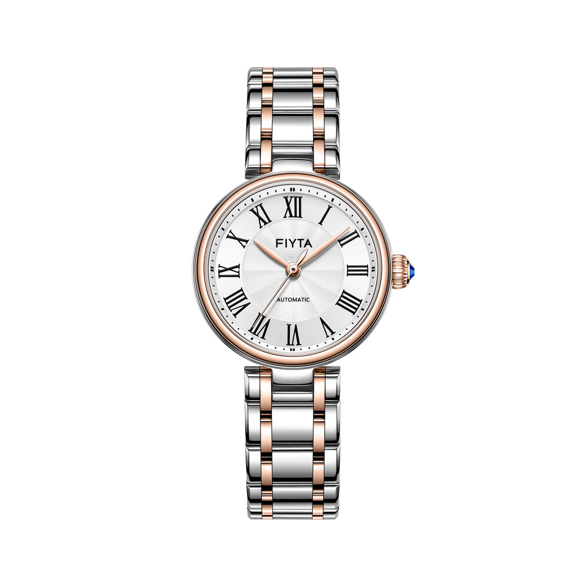 FIYTA Little Bliss Women's Automatic Watch LA803003.MWM product view (Silver Dial / Rose Gold & Silver Strap)