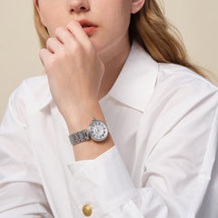 FIYTA Little Bliss Women's Automatic Watch LA803003.WWW wearing photo 1 (Silver Dial / Silver Strap)