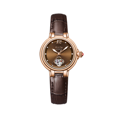 FIYTA Good Fortune Persimmon Women's Automatic Watch LA865022.PKK product view (Brown Dial / Brown Strap)
