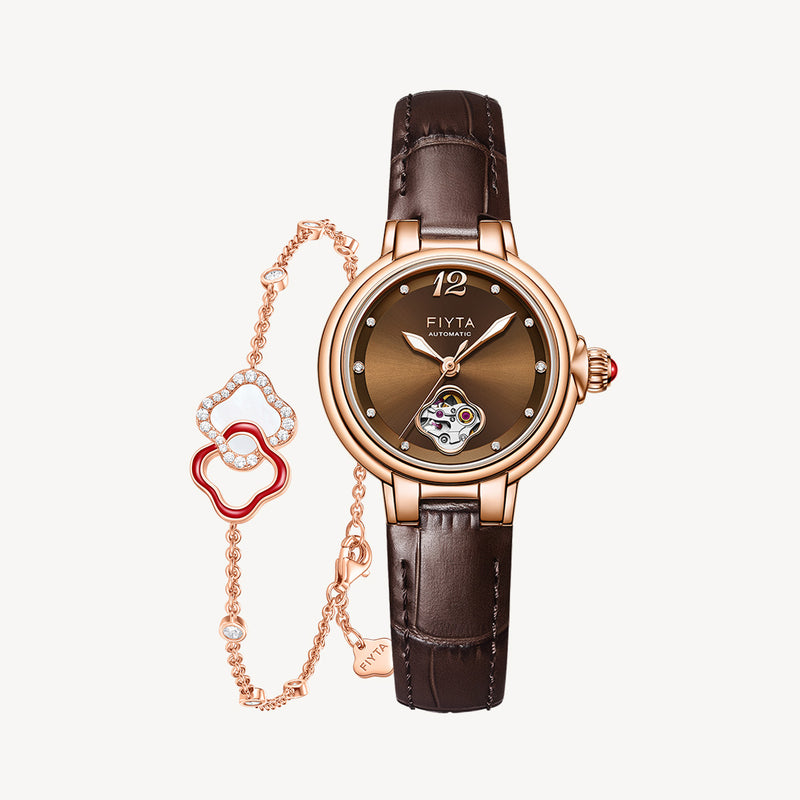 Enchanting Collection Women's Mechanical Watch & Persimmon Bracelet Gift Set - FIYTA