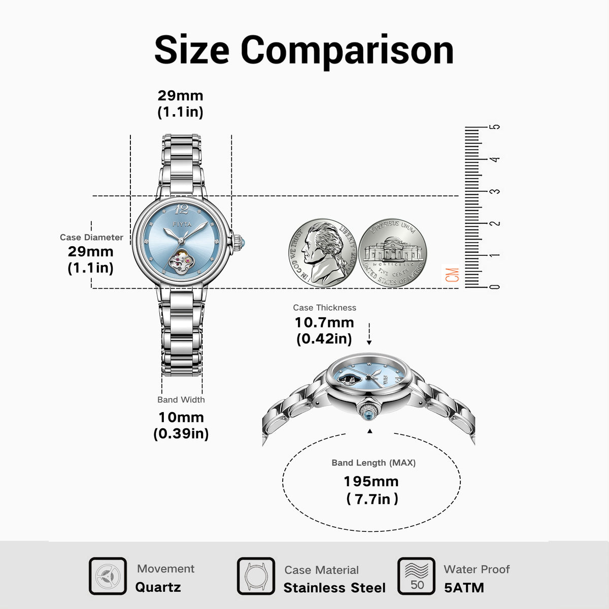 Enchanting Collection Celestial Blue Women's Mechanical Watches - FIYTA