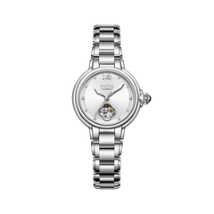 FIYTA Good Fortune Persimmon Women's Automatic Watch LA865022.WWW product view (Silver Dial / Silver Strap)