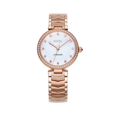FIYTA V-Neck Women's Automatic Watch LA869008.PWPH product view (White Dial / Rose Gold Strap)