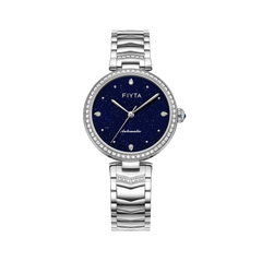 FIYTA V-Neck Women's Automatic Watch LA869011.WLWH product view (Navy Blue Dial / Silver Strap)