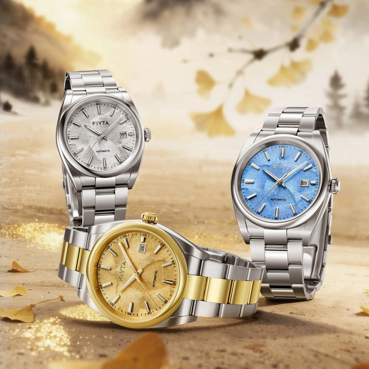 Tempting Collection "Chinese Ginkgo Leaf" Metal Engraving Tribute Men's Mechanical Watch - FIYTA