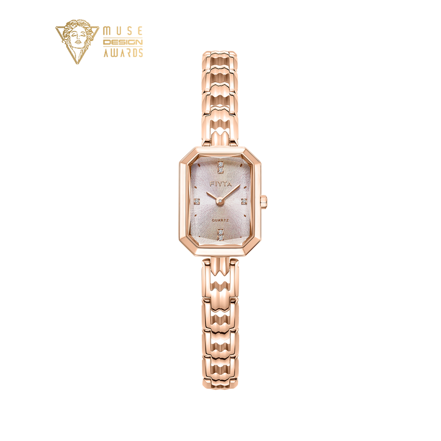 Eastern Grace Collection Women's Watch & Persimmon Bracelet Gift Set - FIYTA (Pink Dial / Rose Gold Strap)