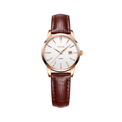 FIYTA Timeless Pair Women's Quartz Watch TL802002.PWR product view (White Dial / Brown Strap) (TL802002.PWR)