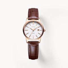 FIYTA Timeless Pair Women's Quartz Watch TL802002.PWR detail image (White Dial / Brown Strap)