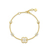 FIYTA Little Luck Four-Leaf Clover Bracelet AB0013.GSDM front view (Gold & Silver)