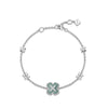 FIYTA Little Luck Four-Leaf Clover Bracelet AB0015.WSDG front view (Aqua Blue)