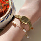 Gold Watch & Pearl Bracelet Gift Set - FIYTA