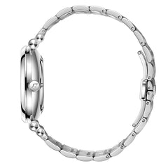 Side profile of the FIYTA Measured case and stainless steel bracelet. (GA850019.WLW)